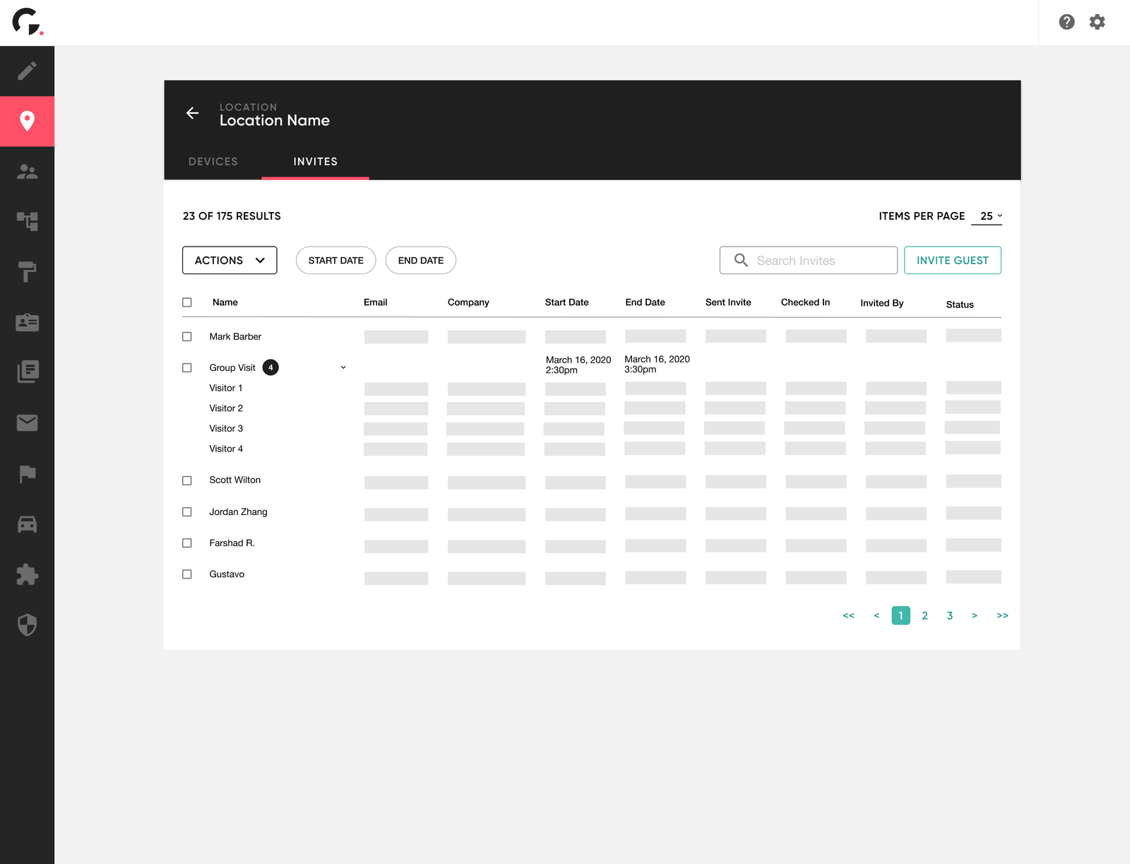 meetings-invites table